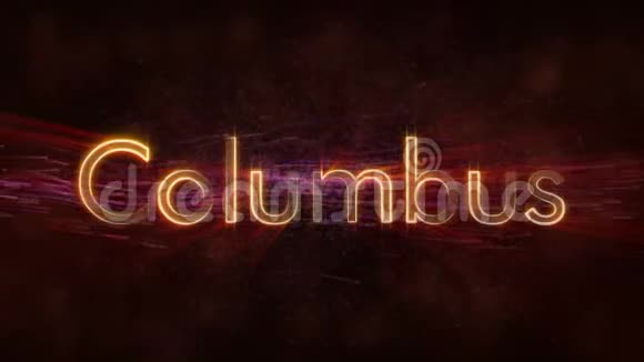 哥伦布闪亮循环城市名称文字动画视频的预览图
