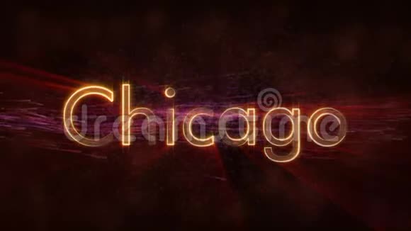 芝加哥闪亮循环城市名称文字动画视频的预览图