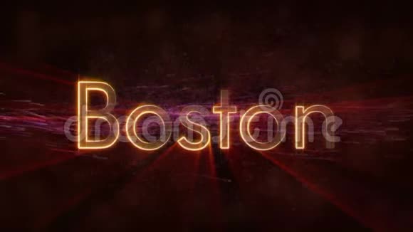 波士顿闪亮循环城市名称文字动画视频的预览图