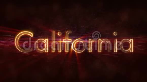 加州闪亮循环州名文字动画视频的预览图