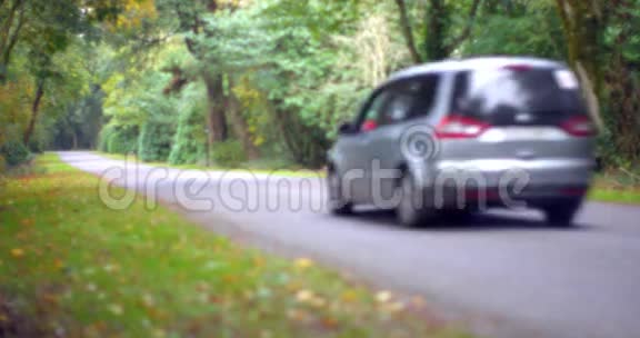 汽车沿着树木环绕的道路行驶视频的预览图