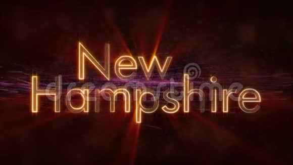 新罕布什尔州闪亮循环州名文字动画视频的预览图