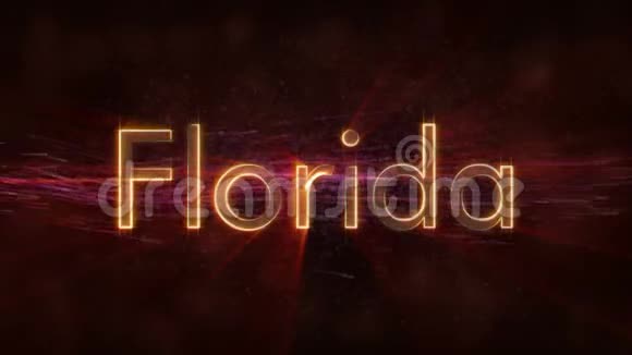 佛罗里达闪亮循环州名文字动画视频的预览图