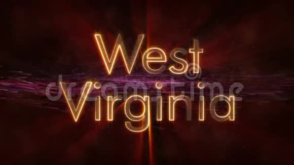 西弗吉尼亚州闪亮循环州名文字动画视频的预览图