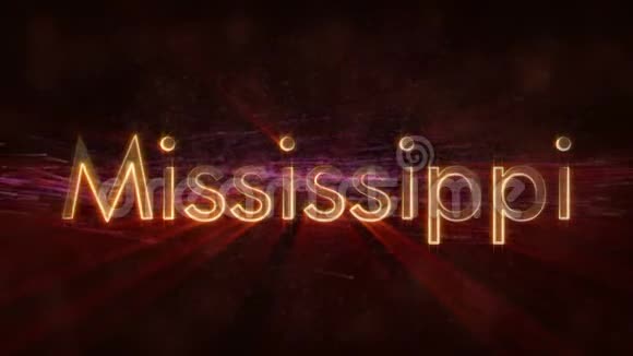 密西西比州闪亮循环州名文字动画视频的预览图