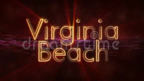 弗吉尼亚海滩闪亮循环城市名称文字动画视频的预览图