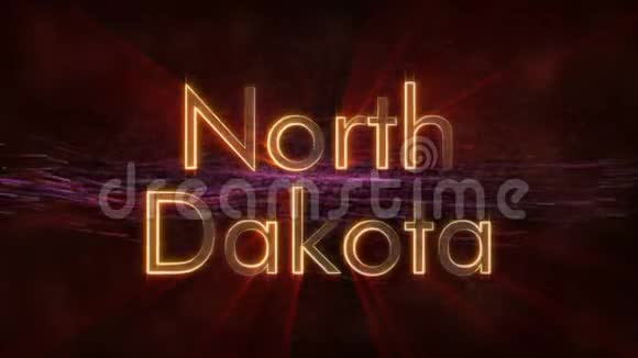 北达科他州闪亮循环州名文字动画视频的预览图