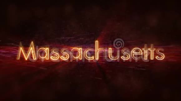 马萨诸塞州闪亮循环州名文字动画视频的预览图