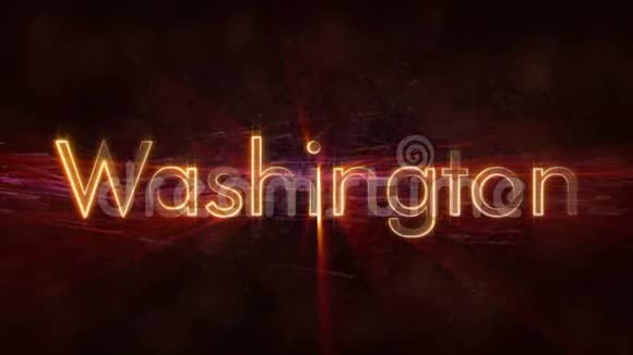 华盛顿闪亮循环州名文字动画视频的预览图