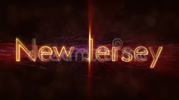 新泽西闪亮循环州名文字动画视频的预览图