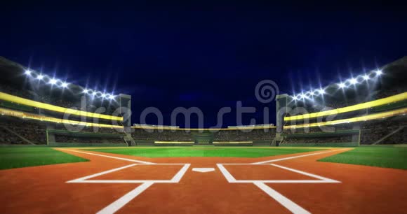 棒球场内钻石景观夜间照明视频的预览图