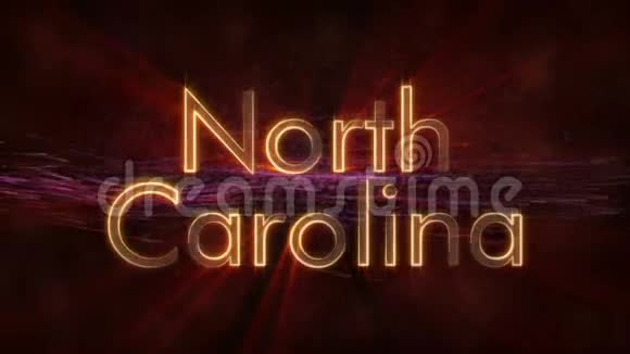 北卡罗莱纳州闪亮循环州名文字动画视频的预览图