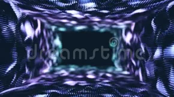 霓虹闪烁的光线在运动穿过隧道视频的预览图
