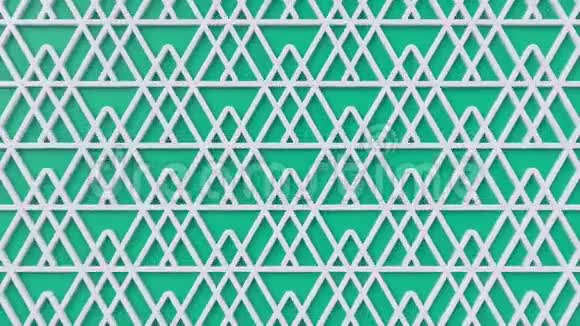 阿拉伯循环几何图案绿色和白色伊斯兰三维主题阿拉伯动画背景穆斯林墙纸视频的预览图