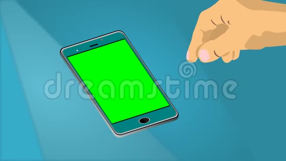 人手滑动手指在智能手机上的动画带有绿色屏幕高清视频镜头与bokeh模糊蓝屏对比视频的预览图