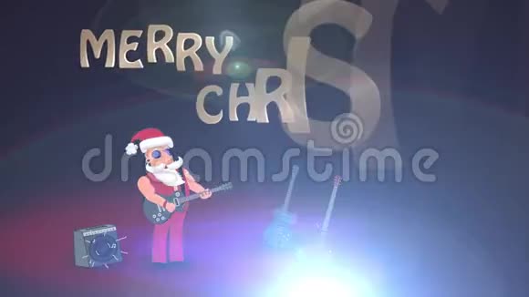 坏圣诞老人摇滚明星弹吉他二维动画视频的预览图