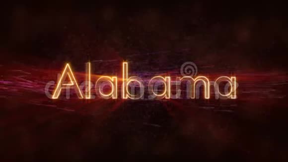 阿拉巴马州闪亮循环州名文字动画视频的预览图