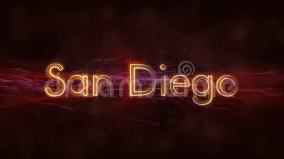 圣地亚哥闪亮循环城市名称文字动画视频的预览图