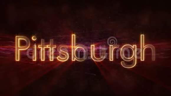 匹兹堡闪亮的循环城市名称文字动画视频的预览图