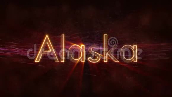 阿拉斯加闪亮的循环国家名称文字动画视频的预览图