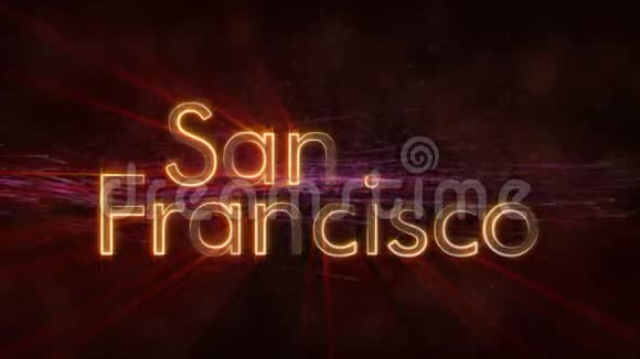 旧金山闪亮的循环城市名称文字动画视频的预览图