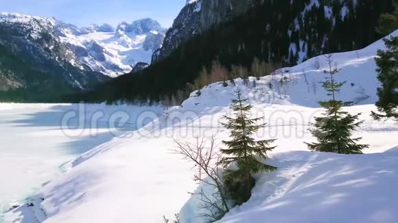 奥地利萨尔茨卡梅尔古特戈索戈苏泽湖冬季全景视频的预览图