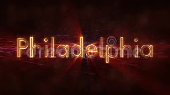 费城闪亮的城市名称文字动画视频的预览图