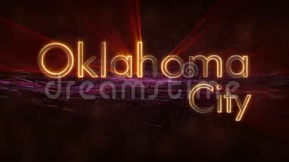 俄克拉荷马城闪亮循环城市名称文字动画视频的预览图