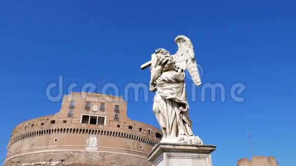 雕塑和圣安杰洛城堡罗马伊塔视频的预览图