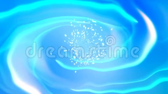 美丽的蓝色漩涡抽象粒子和波三维渲染背景视频的预览图