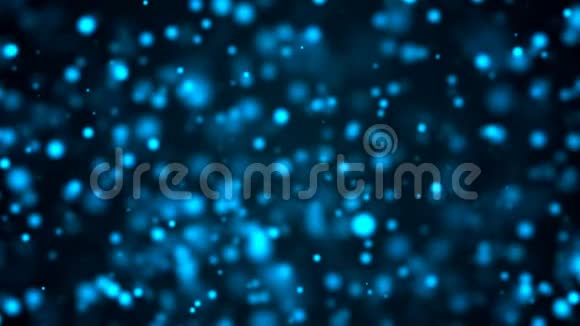 美丽的蓝色bokeh粒子离焦和模糊的bokeh灯三维渲染背景视频的预览图