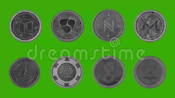 加密货币硬币金属银NeoNemNameMoneroLitecoinIotaGolemRipple视频的预览图