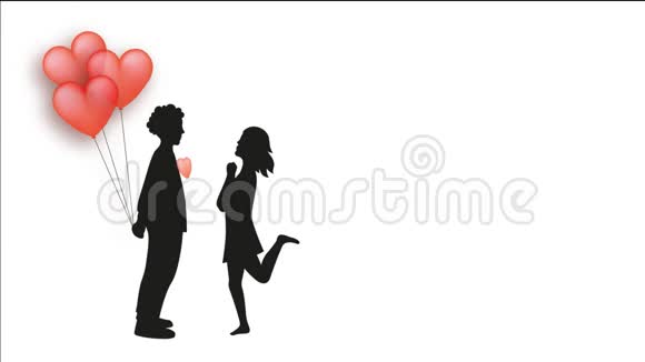 情人节电影与移动红色气球白色背景与复制空间视频的预览图