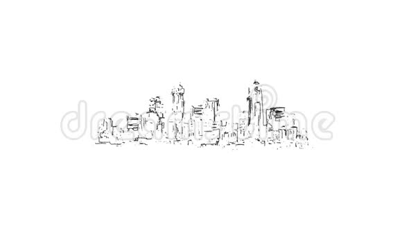 纽约全景大纲动画手绘草图视频的预览图