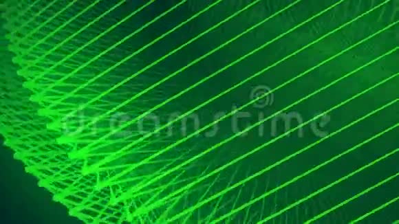 摘要绿色背景与动画的波动和振动网络表面三维渲染4kUHD视频的预览图
