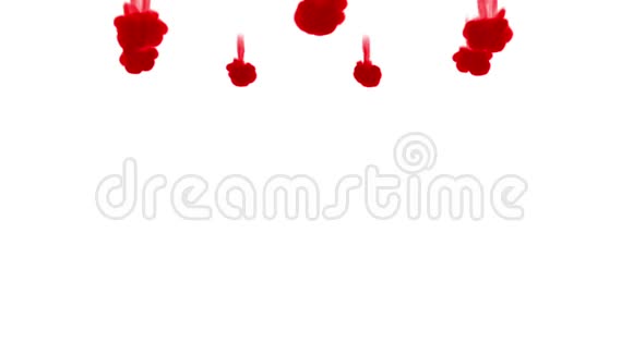 白色背景上的红色墨水三维渲染带有Luma哑光圆形墨水注入结构视频的预览图