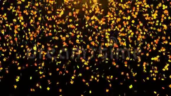 黄金掉落的纸屑在太空许多粒子庆祝3d渲染背景假日视频的预览图