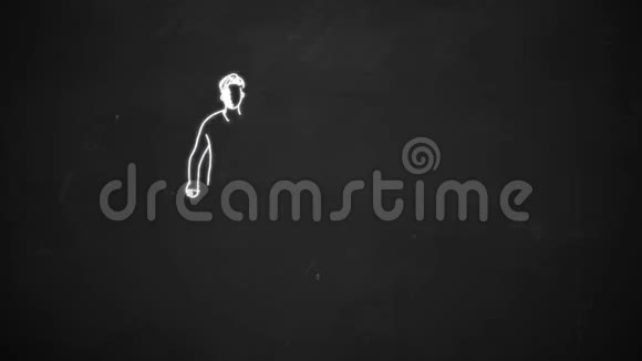 在黑板上用白色粉笔显示家庭图标的手绘线条艺术视频的预览图