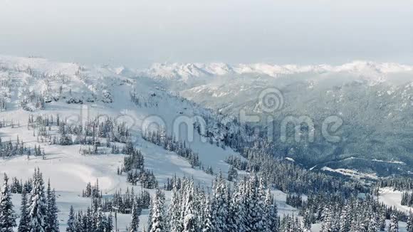 高山滑雪坡与降雪视频的预览图