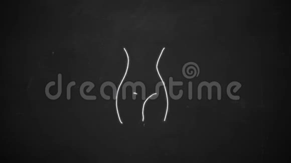用黑板上的白色粉笔绘制减肥粉笔概念图标符号的手绘线条艺术视频的预览图