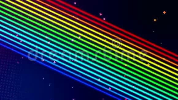深色背景下彩虹颜色移动线的视频动画视频的预览图
