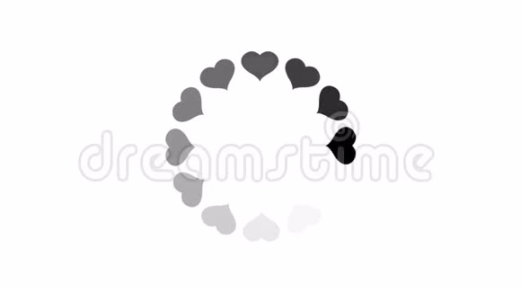 动画加载圆圈心脏图标在白色背景与阿尔法通道4K视频视频的预览图