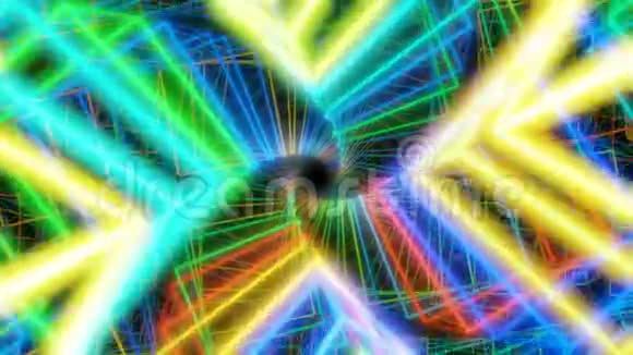 彩色霓虹灯长方体缠绕几何隧道视频的预览图