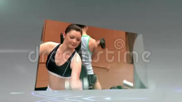 健身房锻炼的人蒙太奇视频的预览图