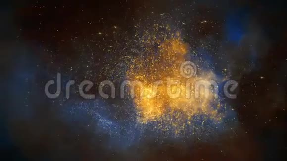 通过发光星云和恒星飞行的抽象动画3D渲染视频的预览图