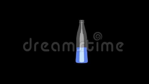 玻璃瓶充满蓝色液体和下降壮观的水溢出运动图形2D3D动画视频的预览图