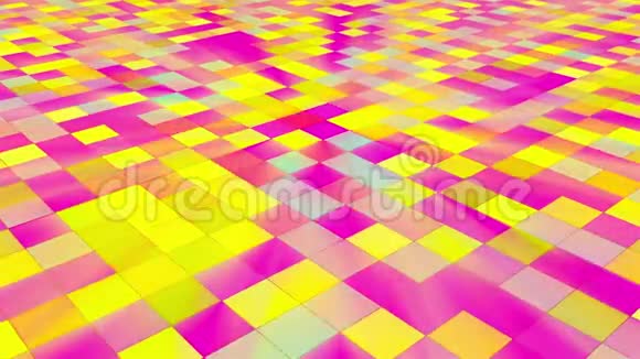 迪斯科地板明亮的方块3D渲染抽象计算机生成的背景夜生活创意视频的预览图