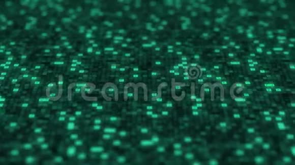 绿色电脑屏幕上闪烁的十六进制符号循环三维动画视频的预览图