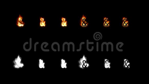 用alpha通道烧写字体四种不同类型的火灾字母和数字安帕桑视频的预览图