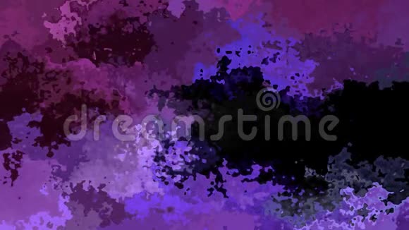 无缝循环视频水彩花效果薰衣草紫色紫外线黑色视频的预览图